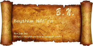 Beythum Nóra névjegykártya